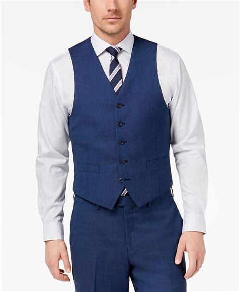 michael kors men's classic fit blue birdseye vested suit|Modern.